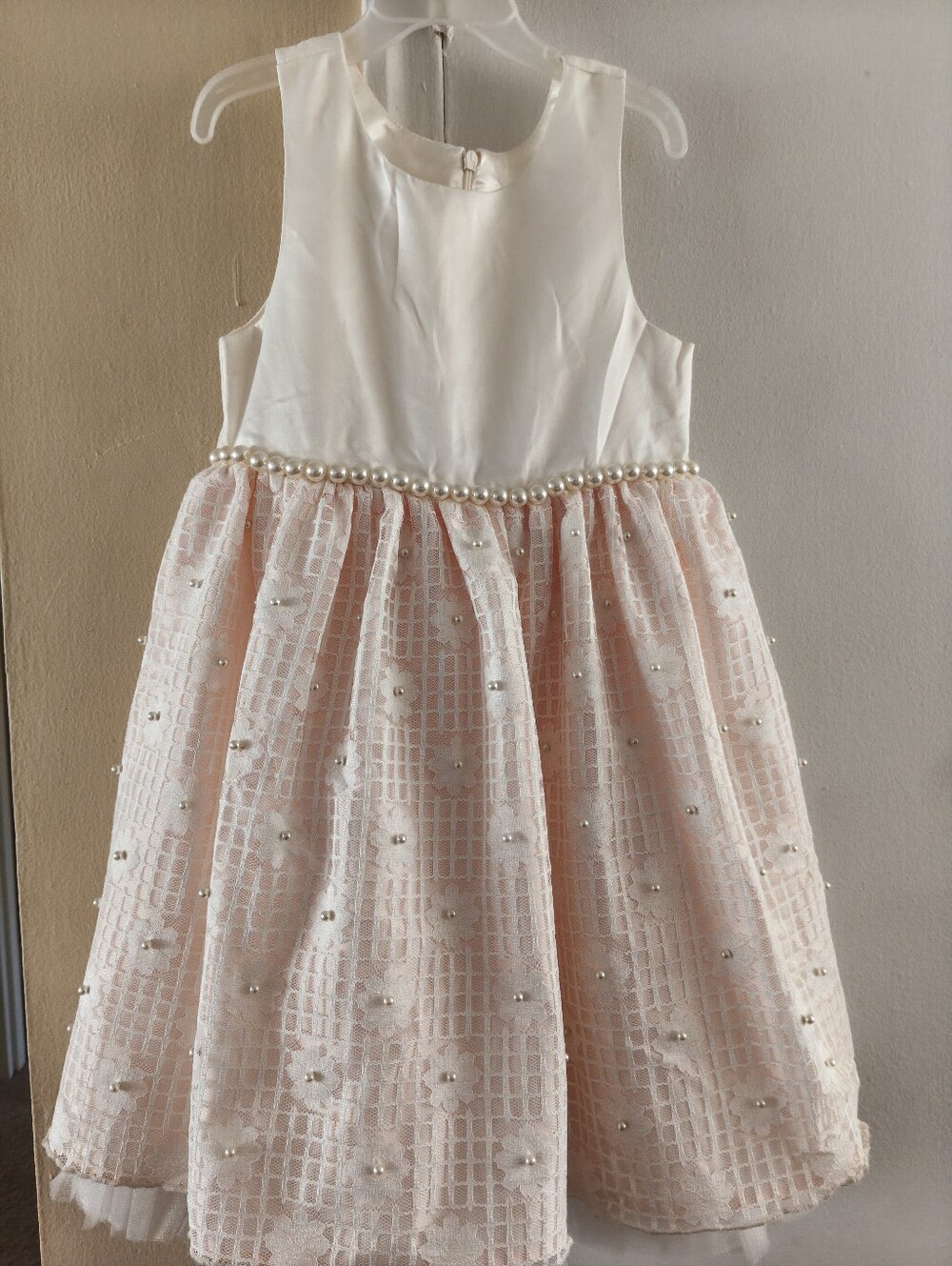 American Princess Ivory & Blush Pearl-Trim Formal Dress